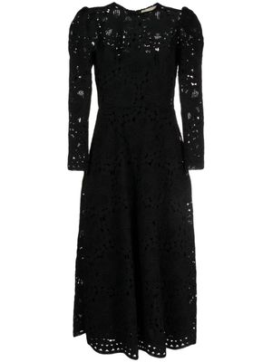 Elie Saab robe en dentelle à coupe mi-longue - Noir