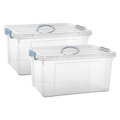 Opslagbox AZUL serie - 2x - met deksel - transparant - 54 liter - 60 x 45 x 30 cm - kunststof