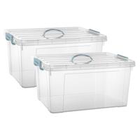 Opslagbox AZUL serie - 2x - met deksel - transparant - 54 liter - 60 x 45 x 30 cm - kunststof