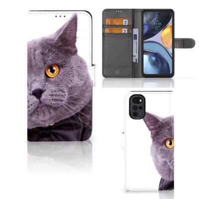 Motorola Moto G22 | Telefoonhoesje | Met pasjeshouder | Kat