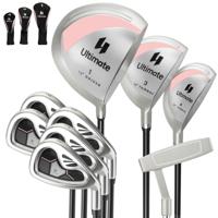 Complete Dames Golfclubset 9-delige Golfclubset Golfset met 1 Driver & 3 Fairway & 4 Hybride & 6/7/8/9/P Ijzer & Putter Roze