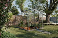 Royal Well Mary II aluminium tuinkas 212x291 cm groengrijs- - Veiligheidsglas- Royal Well