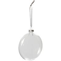 Creativ Company Plat glazen kerstbal, d 8 cm, dikte 2,1 cm, 6 stuk/ 1 doos