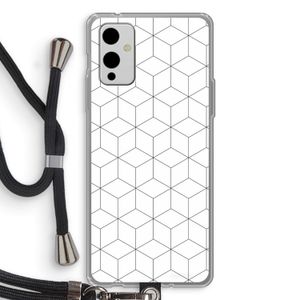 Zwart-witte kubussen: OnePlus 9 Transparant Hoesje met koord