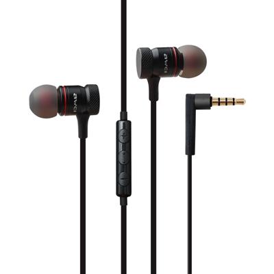 awei ES-70TY TPE In-ear Wire controle oortelefoon met microfoon voor iPhone iPad Galaxy Huawei Xiaomi LG HTC en andere Smartphones (zwart)