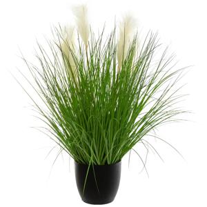 Atmosphera siergras pluimen kunstplant - grasplant sprieten - donkergroen - H90 cm - in pot - pvc