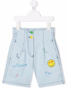 Philosophy Di Lorenzo Serafini Kids short en jean à coutures contrastantes - Bleu