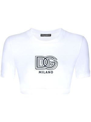 Dolce & Gabbana t-shirt en coton mélangé à logo imprimé - Blanc