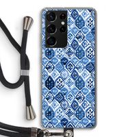 Blauw motief: Samsung Galaxy S21 Ultra Transparant Hoesje met koord