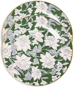 La DoubleJ assiettes à dessert à imprimé Lilium Avorio (lot de 2) - Vert