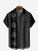 Poker Chest Pocket Short Sleeve Bowling Shirt - thumbnail
