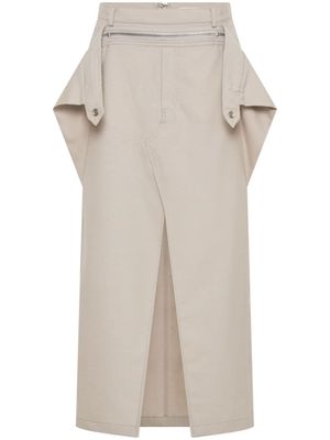 Dion Lee jupe mi-longue en laine à détail de zip - Tons neutres