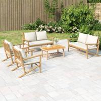 5-delige Loungeset met kussens bamboe crèmewit