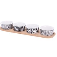 Excellent Houseware set van 4x luxe hapjes/saus/tapas porselein schaaltjes - thumbnail