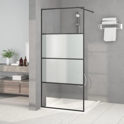Inloopdouchewand 90x195 cm halfmat ESG-glas zwart
