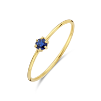 14k Geelgouden Ring 4mm met Saffier - Geboortesteen September