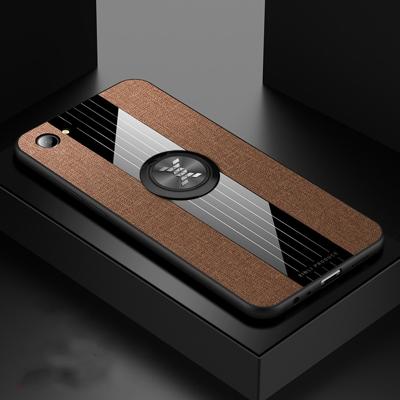 Voor OPPO a3 XINLI stiksels doek Textue schokbestendig TPU beschermhoes met ring houder (bruin)
