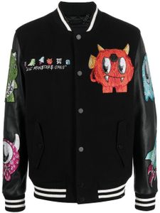 Philipp Plein veste teddy à détails de patchs - Noir