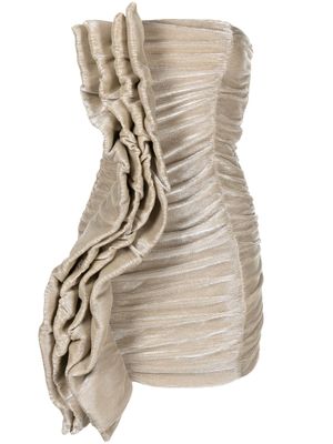 ROTATE BIRGER CHRISTENSEN robe courte plissée à fronces - Or
