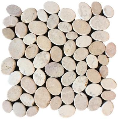 Stone Line Ovaal Mozaiek Tegel Suntraw - Crème Mix - Beige/ Crème/ Bruin Ongeglazuurd 300x300mm