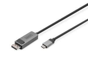 Digitus DB-300334-010-S DisplayPort / USB-C Adapter [1x USB-C - 1x DisplayPort stekker] Zwart Afgeschermd, Rond 1 m