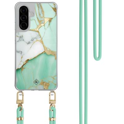 Samsung Galaxy A56 hoesje met mint koord - Marmer mintgroen