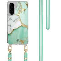 Samsung Galaxy A56 hoesje met mint koord - Marmer mintgroen