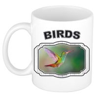 Dieren kolibrie vogel beker - birds/ vogels mok wit 300 ml     - - thumbnail