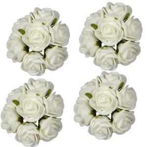 Decoratie roosjes foam - 6x - bosje van 7 st - wit - Dia 6 cm - hobby/DIY bloemetjes