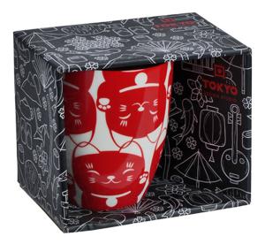 Tokyo Design Studio – Kawaii Lucky Cat – Mok - Giftbox – Red Cat - 8.5 x 10.2cm 380ml