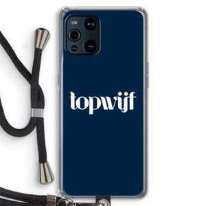 Topwijf Navy: Oppo Find X3 Transparant Hoesje met koord