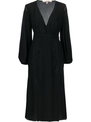 Roberto Cavalli robe mi-longue en soie à fente - Noir