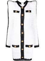 Balmain contrasting-trim bouclé minidress - Blanc