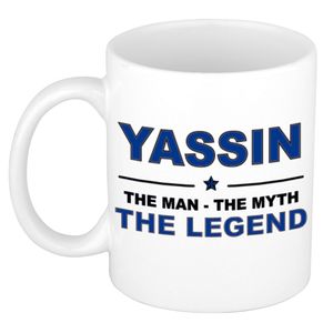 Naam cadeau mok/ beker Yassin The man, The myth the legend 300 ml   -