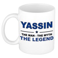 Naam cadeau mok/ beker Yassin The man, The myth the legend 300 ml   -