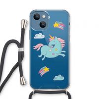Vliegende eenhoorn: iPhone 13 mini Transparant Hoesje met koord