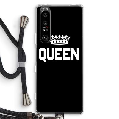Queen zwart: Sony Xperia 1 III Transparant Hoesje met koord