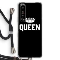 Queen zwart: Sony Xperia 1 III Transparant Hoesje met koord