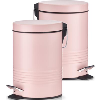 Zeller Pedaalemmer - 2x - roze - 3 liter - 17 x 25 cm - kleine prullenbak
