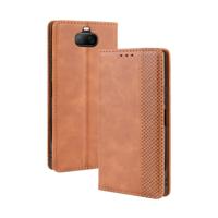 Voor Sony Xperia 8 magnetische gesp retro Crazy Horse textuur horizontale Flip lederen draagtas met houder & kaartsleuven & fotolijstjes (bruin)