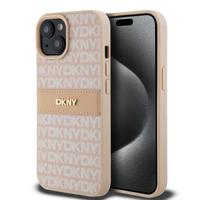 iPhone 15 DKNY Repeat Pattern Tonal Stripe hoesje - Roze