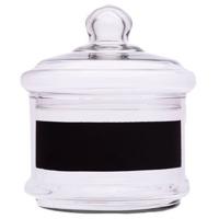 Cosy & Trendy voorraadpot snoeppot - glas - 15 x 15 cm - met krijtvlak en deksel - Bonbonniere