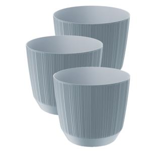 Prosperplast Plantenpot - 3x stuks - stripe - steengrijs - D15xH13 cm