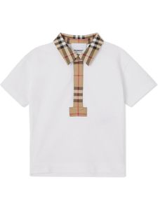 Burberry Kids polo à bords à carreaux - Blanc