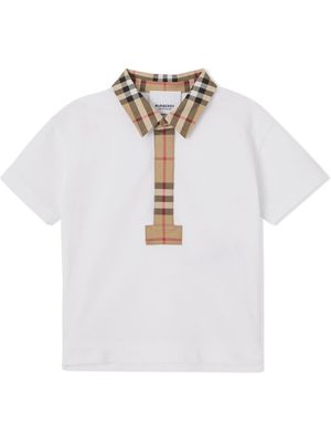 Burberry Kids polo à bords à carreaux - Blanc