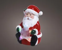 Lumineo LED kerstfiguur polyresin kerstman met ster 15,5cm, multicolor