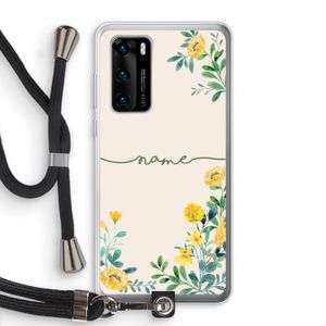 Gele bloemen: Huawei P40 Transparant Hoesje met koord