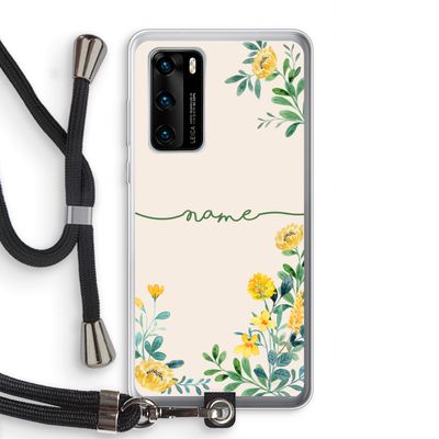 Gele bloemen: Huawei P40 Transparant Hoesje met koord