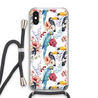 Bloemen tukan: iPhone XS Transparant Hoesje met koord