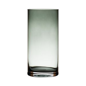 Transparante home-basics cylinder vaas/vazen van grijs glas 25 x 12 cm   -